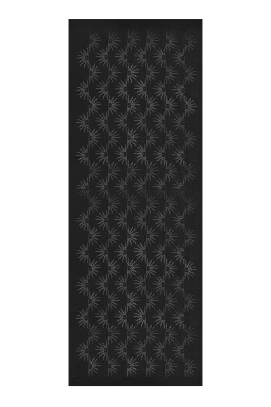 Güneş Doğarken Siyah Shiny Jakar Şal 70x190 - 4