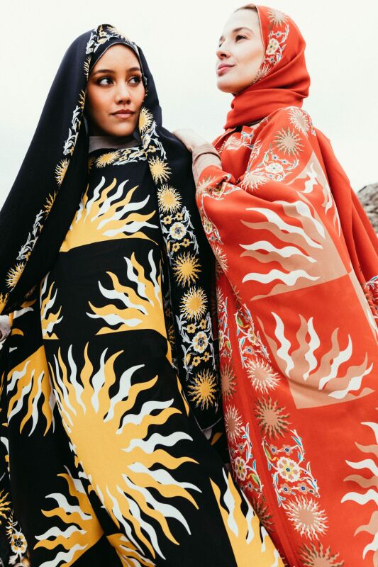 Güneş Kırmızı İpek Kaftan - 5