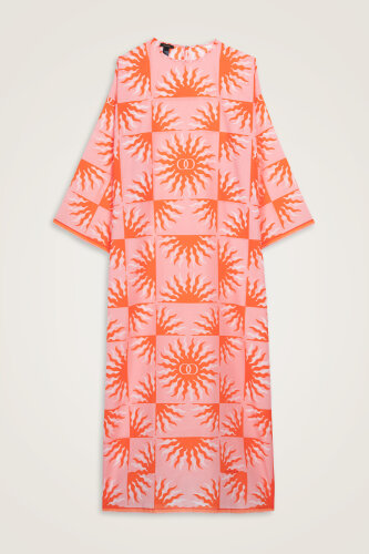 Güneş Monogram Turuncu Pamuk Elbise - Imannoor (1)