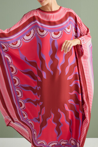 Güneş Noor Pembe İpek Kaftan 