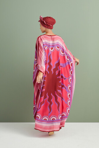 Güneş Noor Pembe İpek Kaftan - 2