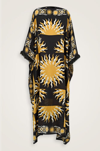 Güneş Siyah İpek Kaftan - Imannoor (2)