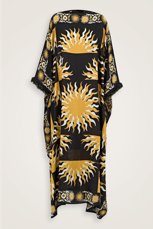 Güneş Siyah İpek Kaftan - 2