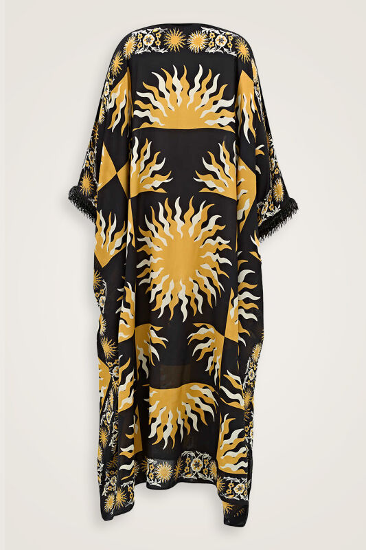 Güneş Siyah İpek Kaftan - 4