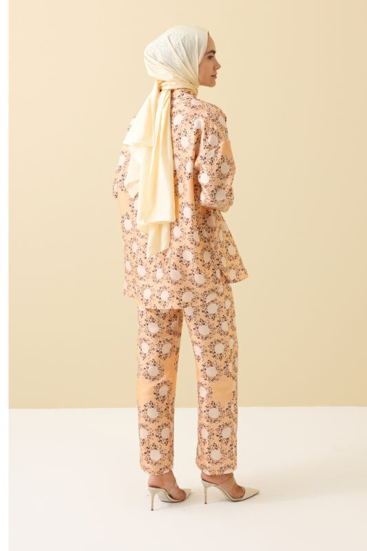 Halkalar Krem Krep İpek Pijama Gömlek - 6