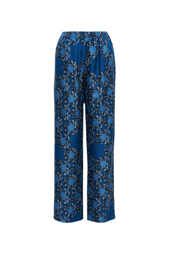 Halkalar Lacivert İpek Pijama Pantolon - 1
