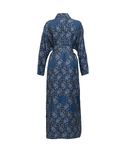 Halkalar Lacivert Tivil İpek Kimono - 4