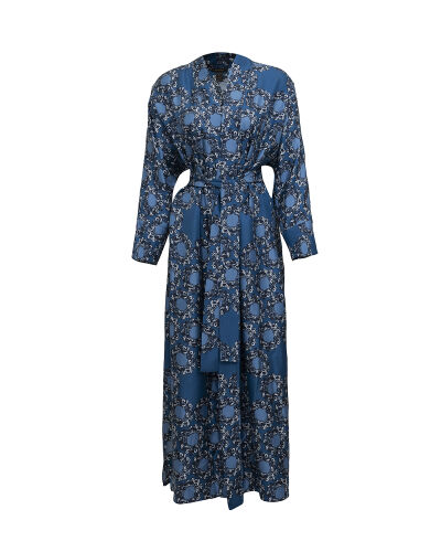 Halkalar Lacivert Tivil İpek Kimono - 2