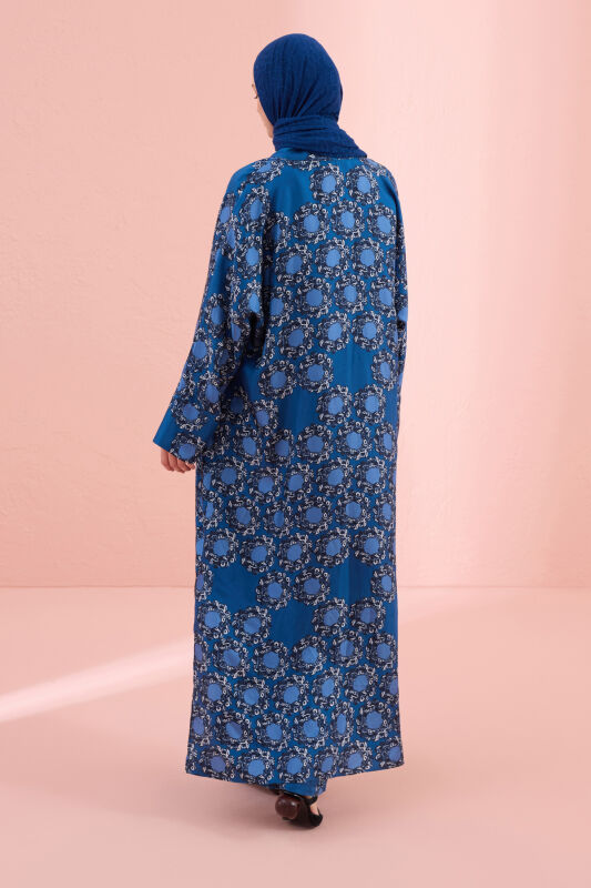 Halkalar Lacivert Tivil İpek Kimono - 5