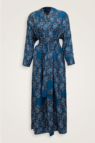 Halkalar Lacivert Tivil İpek Kimono - 2