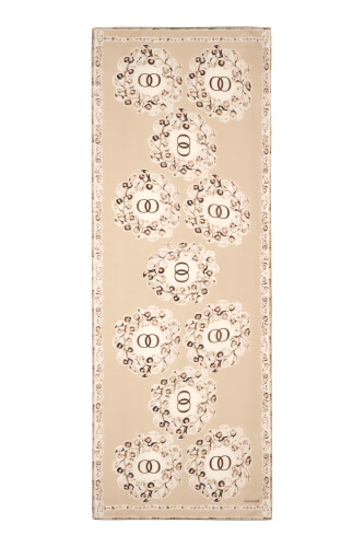 Halkalar Taş Krep İpek Şal 80x210 