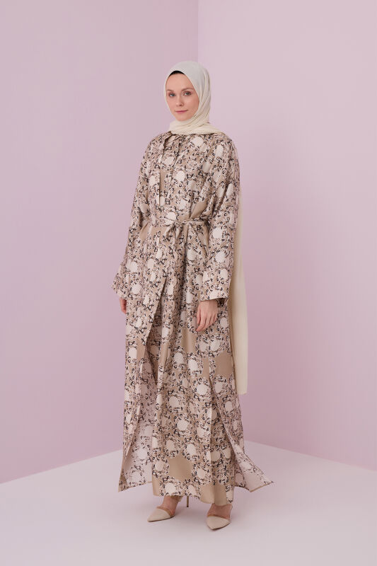 Halkalar Taş Tivil İpek Kimono - 1
