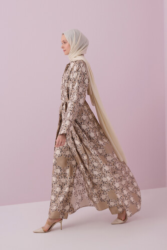 Halkalar Taş Tivil İpek Kimono - 5