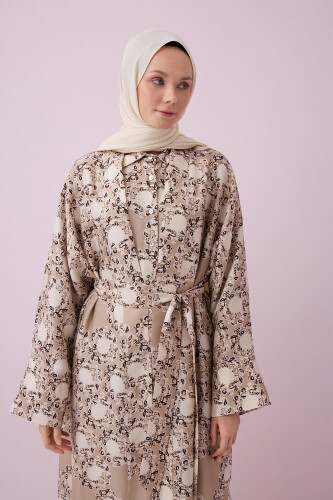 Halkalar Taş Tivil İpek Kimono - 3