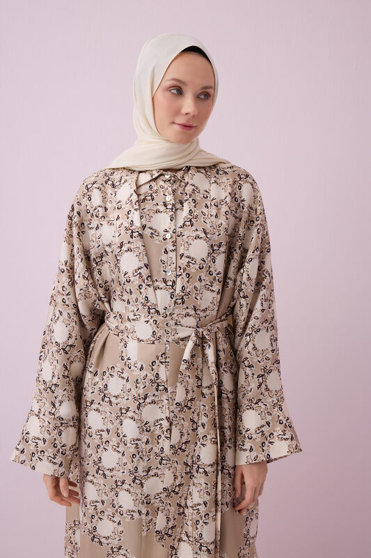 Halkalar Taş Tivil İpek Kimono - 3