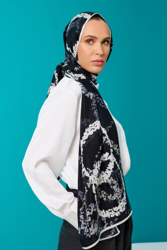 Halo Flush Viscose Shawl Black 