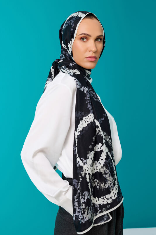 Halo Flush Viscose Shawl Black - 1