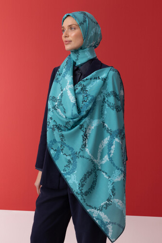 Halo Flush Viscose Shawl Turquoise - 1