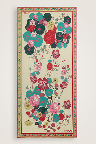 Havuz Çiçeği Taş-Taba Şifon İpek Şal 70x210 - Imannoor