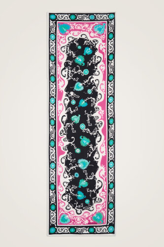 Hayat Black-Pink Viscose Flush Shawl - Imannoor (1)