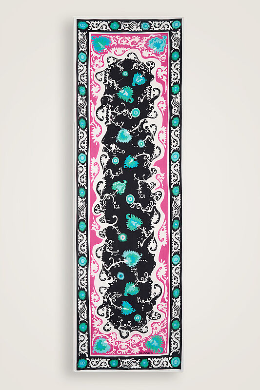 Hayat Black-Pink Viscose Flush Shawl - 2