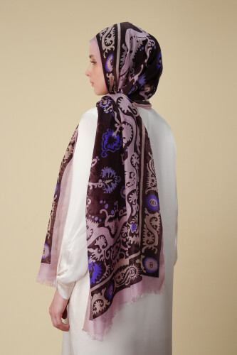 Hayat Burgundy Silk Voile Shawl - 5