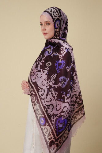 Hayat Burgundy Silk Voile Shawl - Imannoor (3)