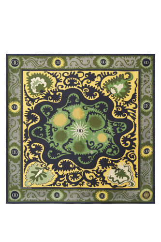 Hayat Green-Grey Double-Sided Twill Silk Scarf 