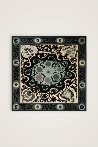Hayat Green-Grey Double-Sided Twill Silk Scarf - 3
