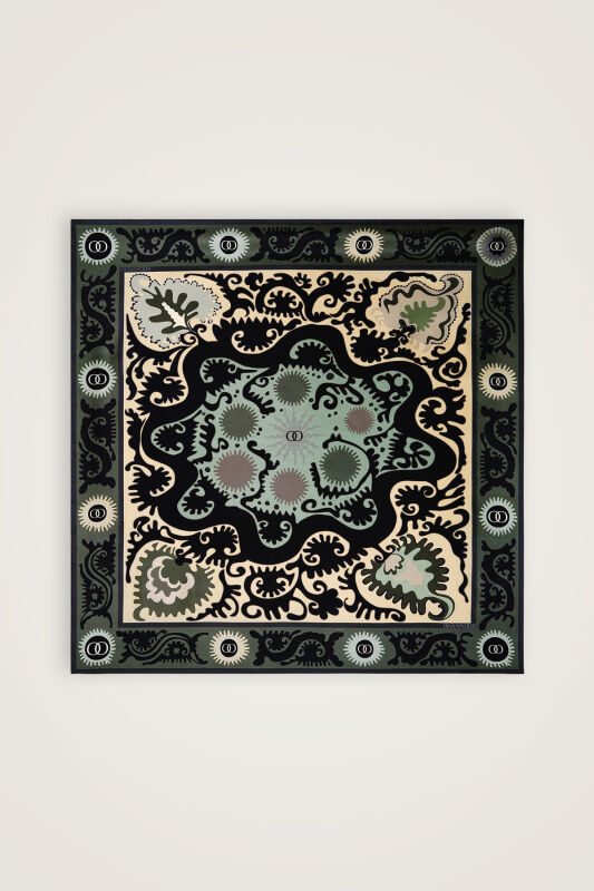 Hayat Green-Grey Double-Sided Twill Silk Scarf - 3