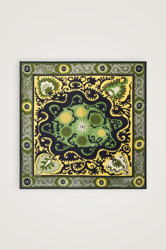 Hayat Green-Grey Double-Sided Twill Silk Scarf - 2