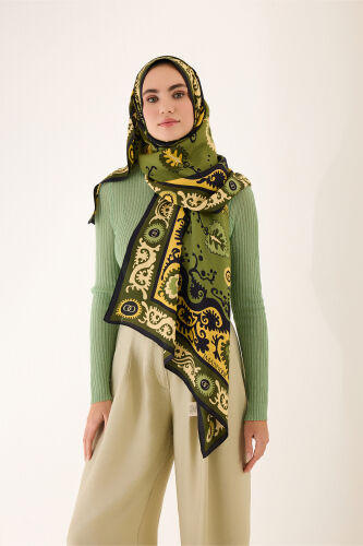 Hayat Green Viscose Flush Shawl 