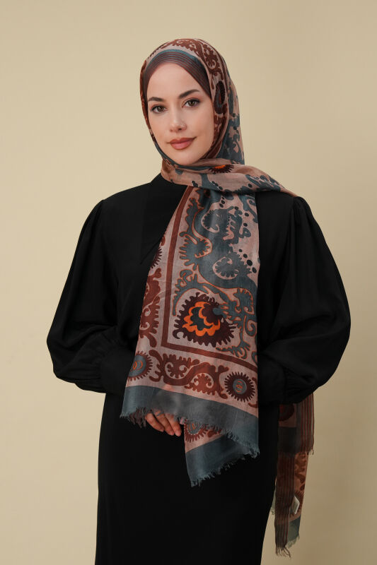 Hayat Karamel İpek Vual Şal 70x200 - 1