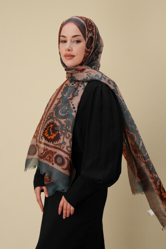 Hayat Karamel İpek Vual Şal 70x200 - 5