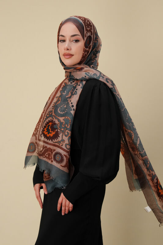 Hayat Karamel İpek Vual Şal 70x200 - 5