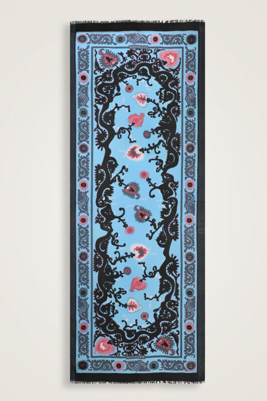 Hayat Mavi İpek Vual Şal 70x200 - 2