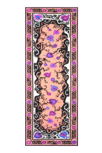 Hayat Pembe Krep İpek Kaftan Şal 70x210 - 2