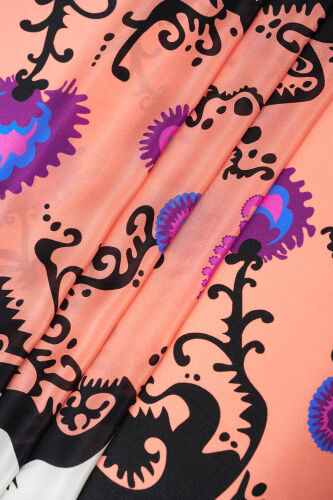 Hayat Pembe Krep İpek Kaftan Şal 70x210 - 6