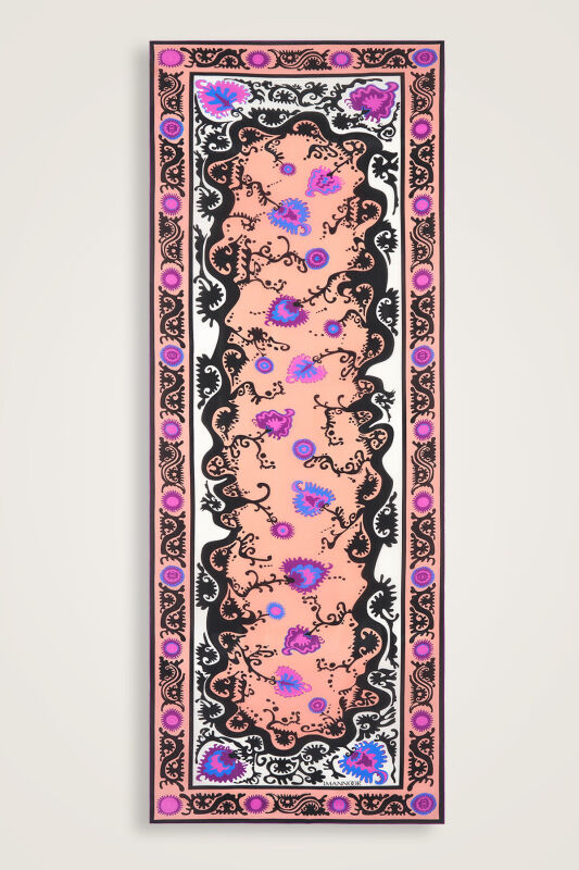 Hayat Pembe Krep İpek Kaftan Şal 70x210 - 2