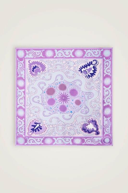 Hayat Pink-Turquoise Double-Sided Twill Silk Scarf - 2