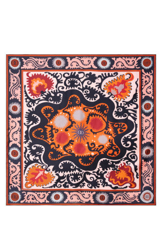 Hayat Salmon-Red Double-Sided Twill Silk Scarf - 1