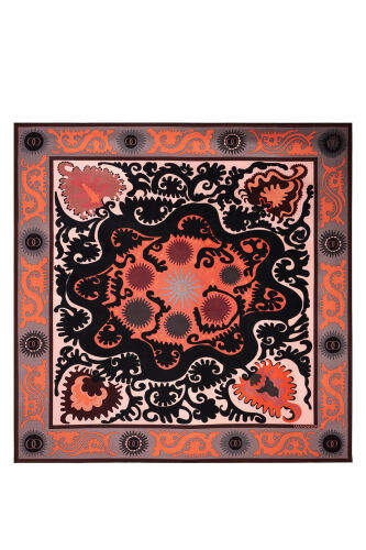 Hayat Salmon-Red Double-Sided Twill Silk Scarf - 2