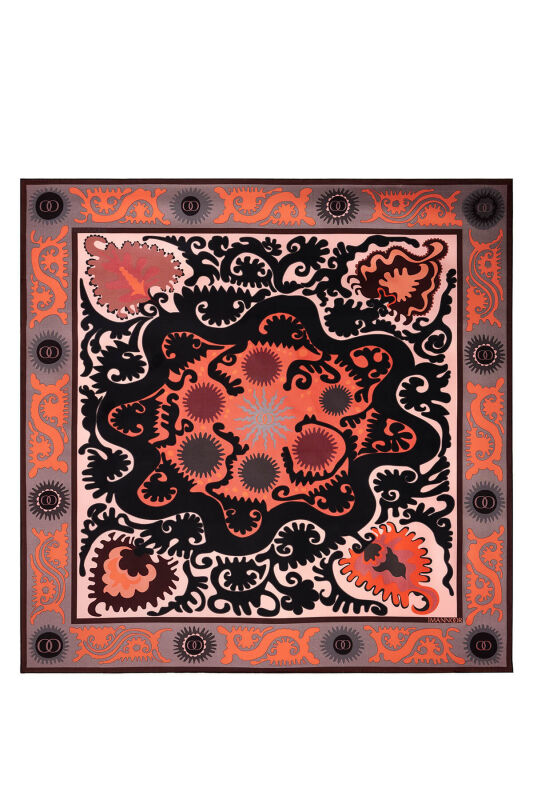 Hayat Salmon-Red Double-Sided Twill Silk Scarf - 2