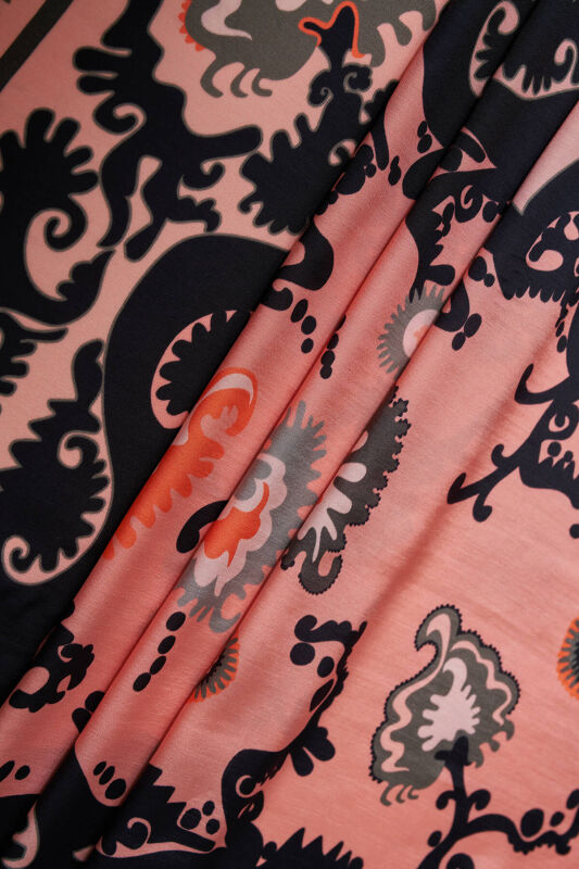 Hayat Salmon Viscose Flush Shawl - 3