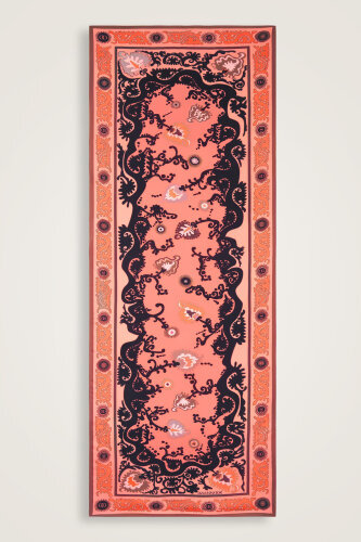 Hayat Salmon Viscose Flush Shawl - 2