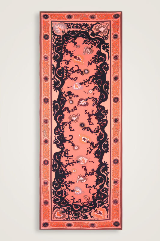 Hayat Salmon Viscose Flush Shawl - 2