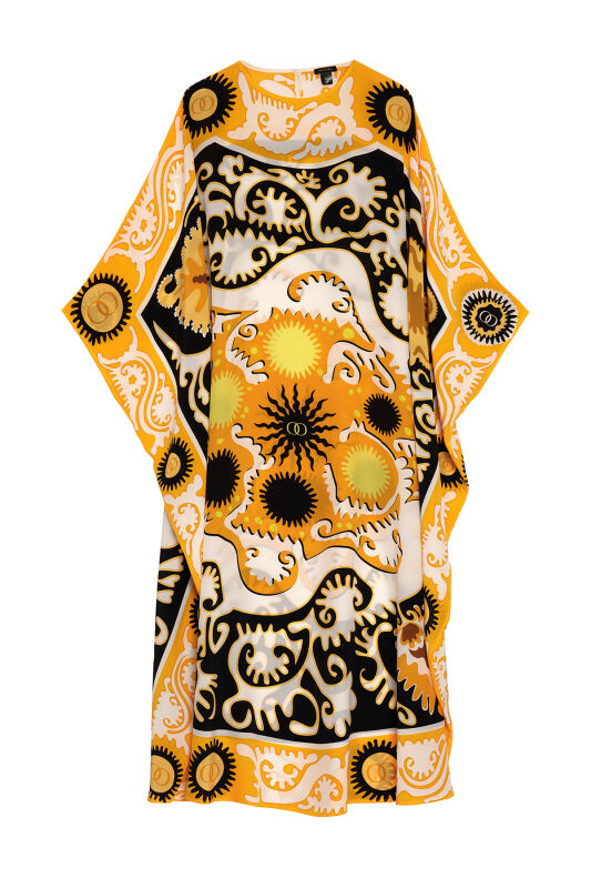 Hayat Sarı İpek Kaftan - 2