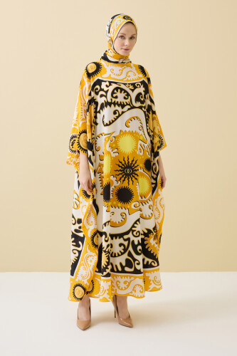 Hayat Sarı İpek Kaftan - 5