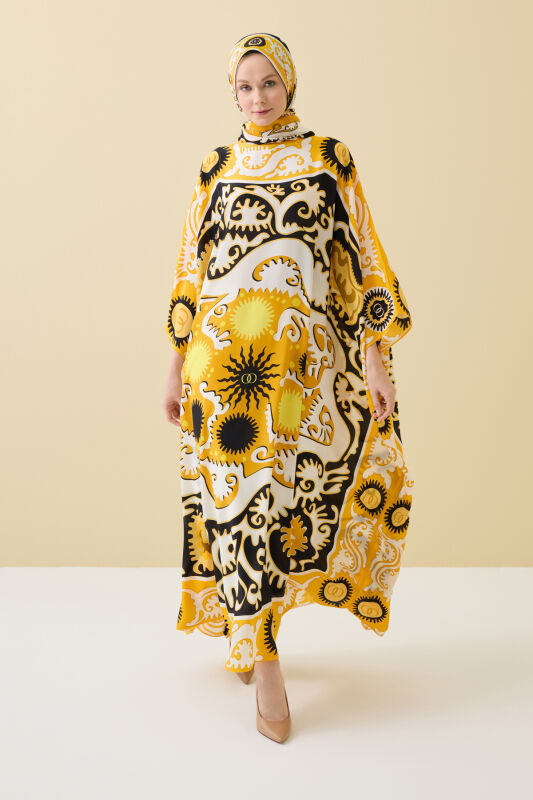 Hayat Sarı İpek Kaftan - 1