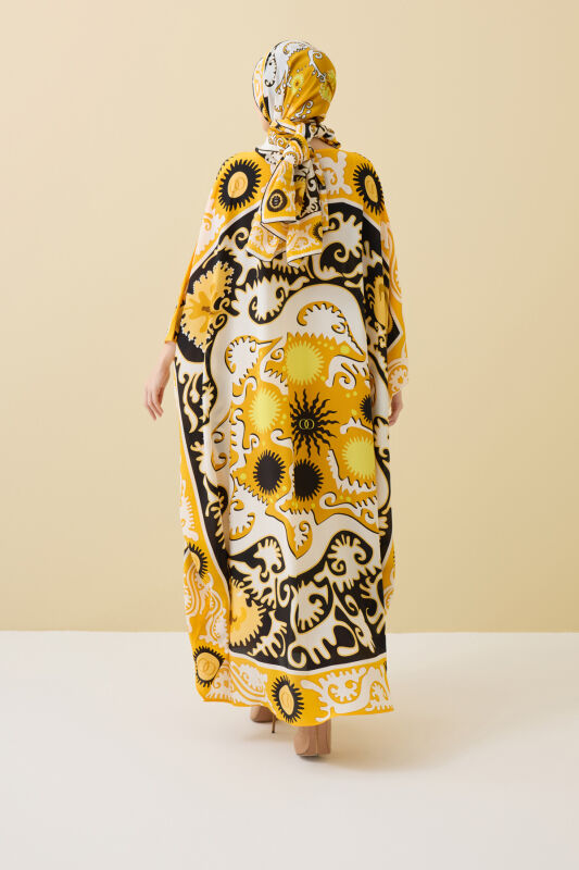 Hayat Sarı İpek Kaftan - 6